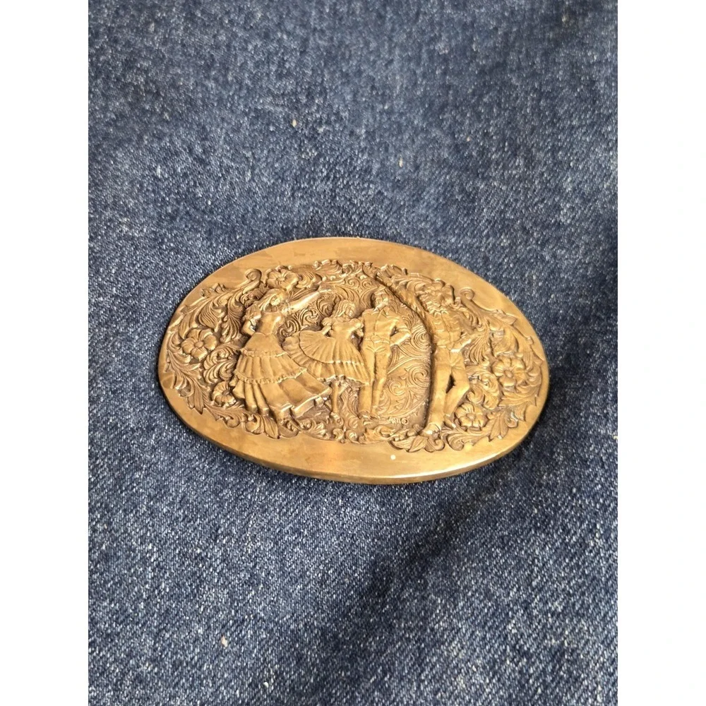 Vintage Brass Square Dancing Class Solid Brass Belt Buckle
